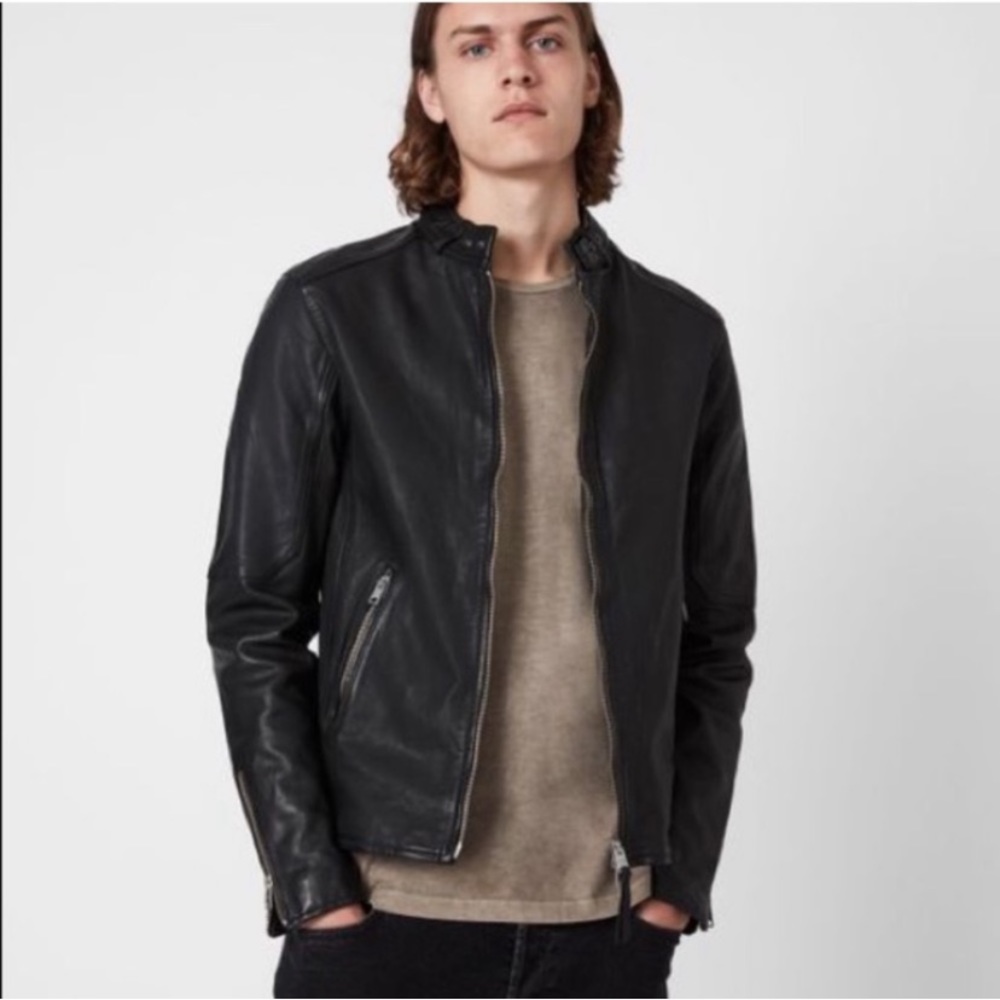 All Saints Cora Leather Jacket Black Men's Size X large